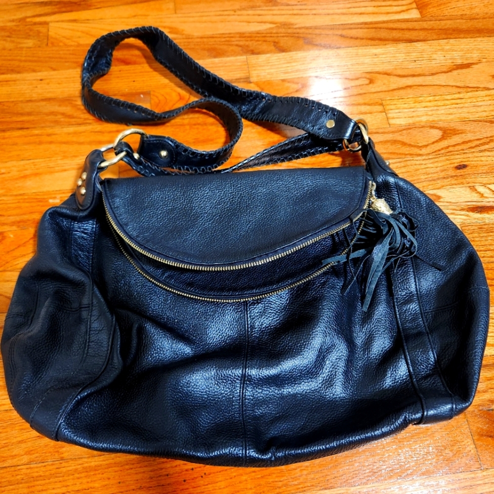 Onna Erlich Rachel Black Pebbled Leather Hobo